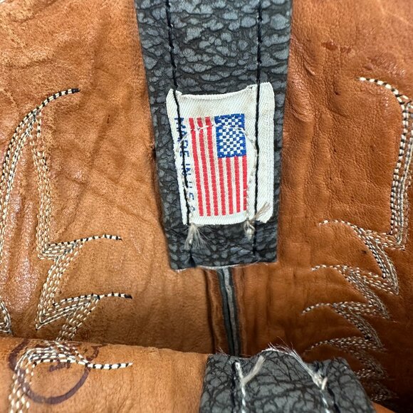 Nocona Vintage Black Leather Cowboy Boots Western Stitch Size 8D Made in USA - Picture 10 of 15